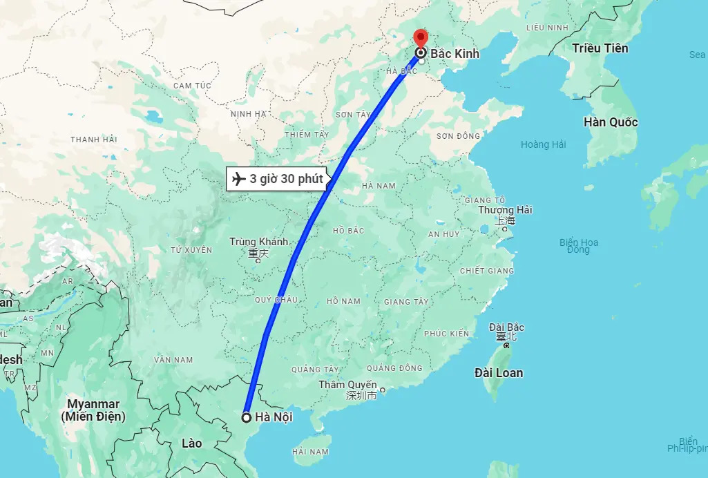 Bay từ Hà Nội đi Bắc Kinh mất bao lâu?